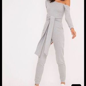 Pretty little thing Lacie Grey Sweat Jumpsuit
